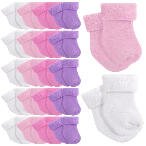 Image of Toulite 20 Pairs Preemie Socks Cotton Terry Newborn Socks for Infant Premature Unisex Baby Boys Girls