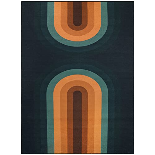 Lahome Machine Washable Rugs -5 X 7 Area Rugs Non-Slip Living Room Rugs Modern Ultra-Thin Rainbow Rugs For Bedroom Boho Low Pile Carpet For Playroom Nursery Dining Room(5'X 7', Blue) #TOP1
