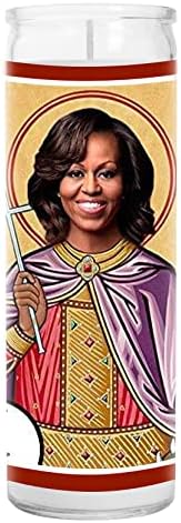 Michelle Obama Celebrity Prayer Candle - Saint Candle - 8 inch Glass Prayer Votive - Handmade in USA - Novelty Celebrity Gift (Michelle Obama)