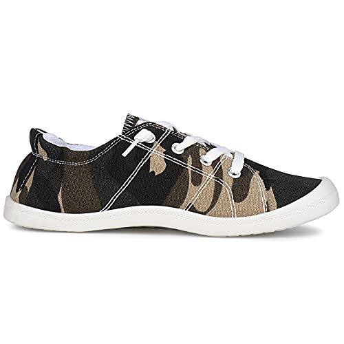 Womens Canvas Sneakers Casual Shoes Low Tops Slip Ons Classic Comfortable Tennis Walking Shoes Camouflage 6 #TOP4