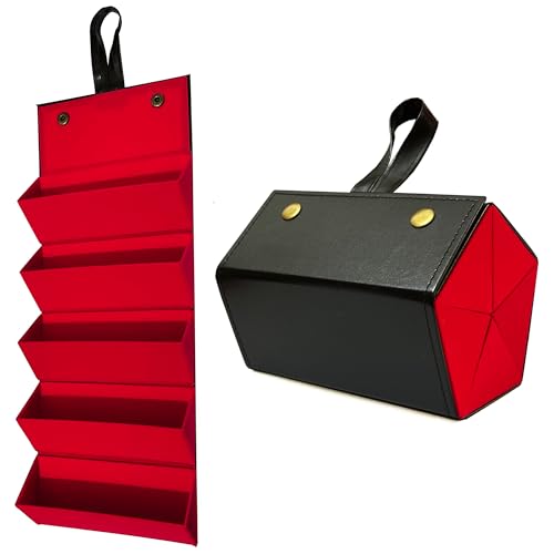 Image of Longjet Glasses Case Travel Sunglasses Organizer Leather Eyeglasses Storage Box Multiple Slots Hanging Eyewear Holder