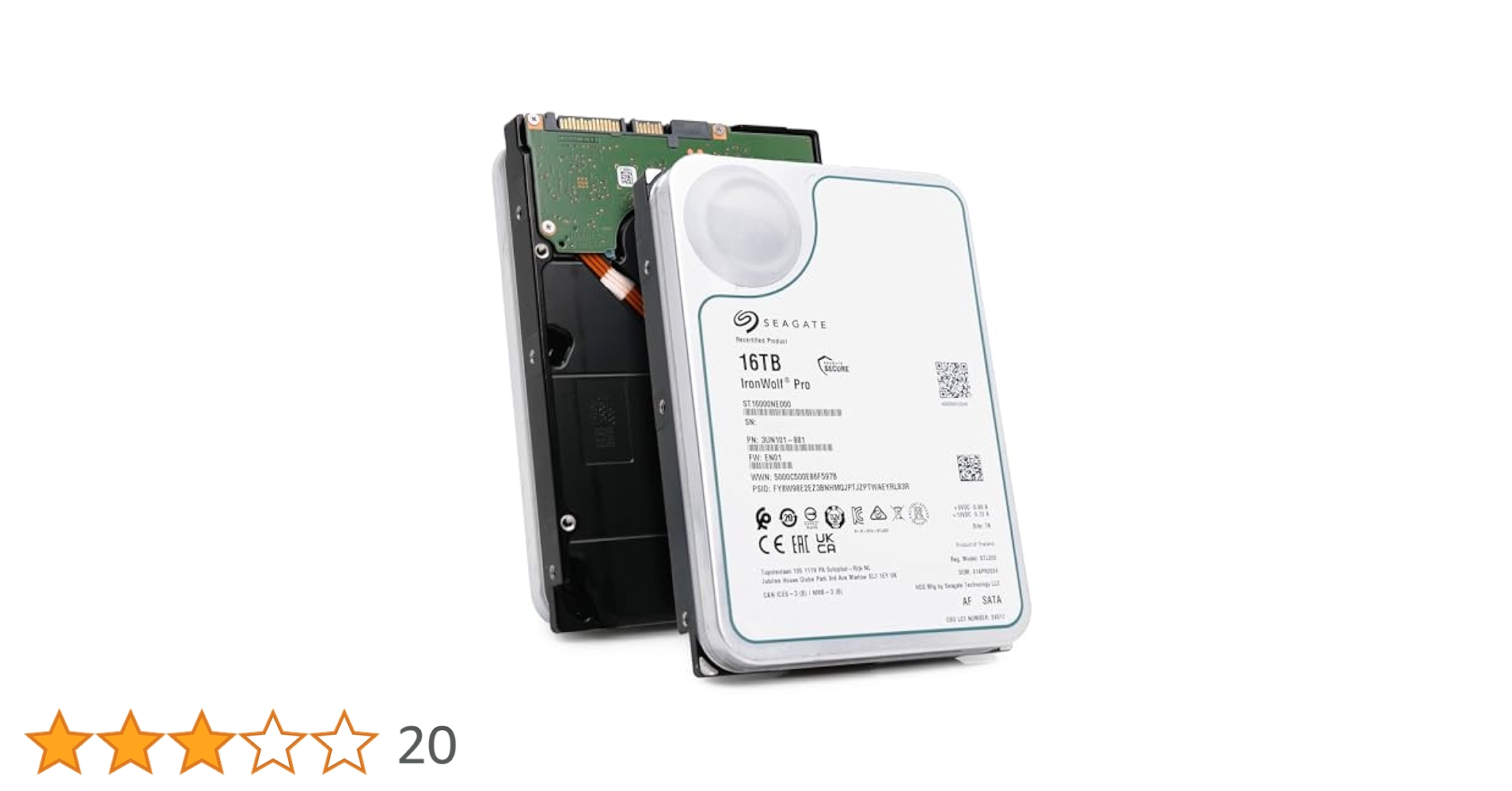 Seagate IronWolf Pro 16TB NAS HDD - 24/7 Performance, 300TB/yr