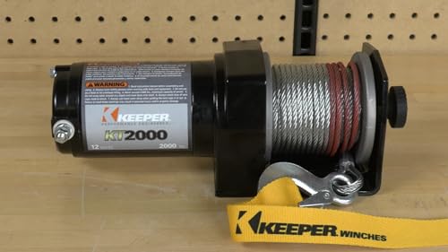 image for KEEPER KT2000 12V Electric Winch, 2,000 lb. Capacity, Wire Rope with H