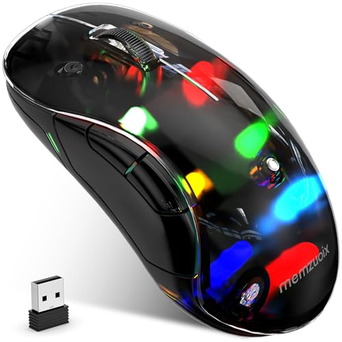 memzuoix LED Kabellose Maus &ndash; Wiederaufladbare 2.4G Optische Maus mit Magnetischer Abdeckung, Sanfter RGB-Beleuchtung, 1400 DPI, Ergonomisches Design mit USB-Empf&auml;nger f&uuml;r Laptop, PC und MacBook