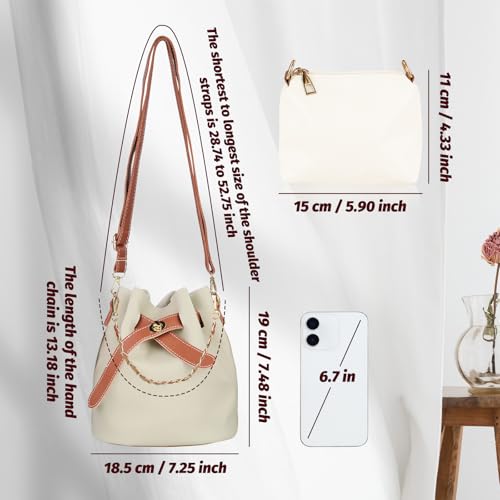 Ladies Bucket Bags,Small Bucket Purses Leather Crossbody Purse Adjustable Shoulder Strap Shrinking Bucket Bag2