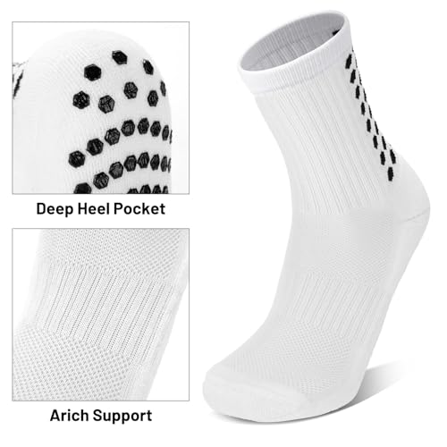 Elfcool Soccer Socks with Grip, 4/6 Pairs Non-Slip Pads Athletic Grip Soccer Socks for Men Women4