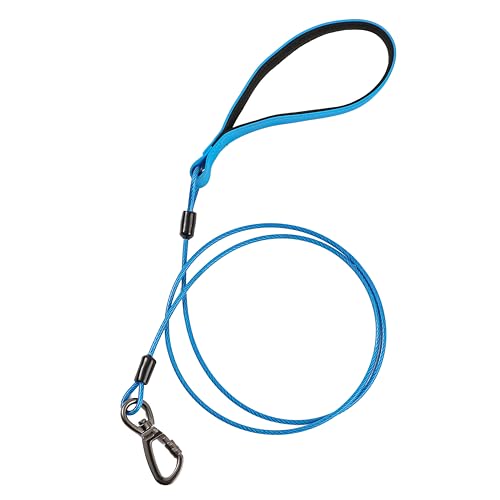 6 ft Solid Dog Leash - Chew Proof Metal Cable for Puppies - rRust-Proof Leashes with Padded Handle...