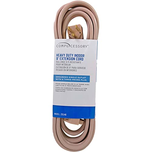 Compucessory 25146 Heavy Duty Extension Cord, 9-Ft , Gray