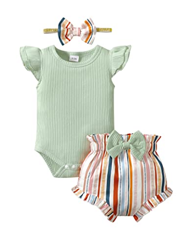 Image of SUNNY PIGGY Baby Girl Clothes Infant Girl Outfit Newborn Girl Romper Summer Baby Girls’Clothing Short Set