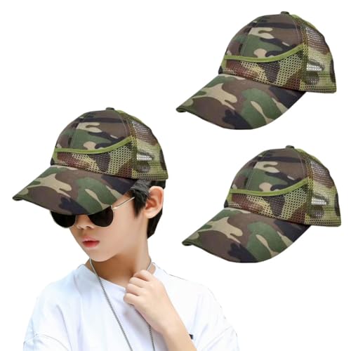 Boys Toddler Structured Baseball Cap Kids Outdoor Camo Baseball Hat Quick Drying Breathable Sun Sports Cap 3-8 Years