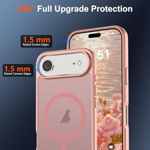 Image of SUPFINE Magnetic for iPhone Air Case (Compatible with MagSafe)(Military Grade Drop Protection) Slim Translucent Matte Shockproof with Anti-Fingerprint Phone Cover for 17 Air,Pink