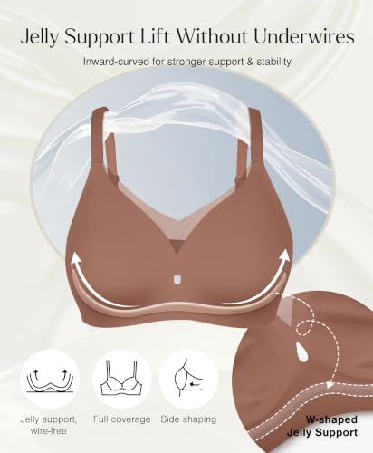 Image of Popilush Womens Wireless Push Up Bra Comfortable Supportive Everyday Bra | Support & Lift, No Underwire, Full Coverage, Flexible Fit, V Mesh Crossover, Soft Breathable Fabric, All Day Comfort