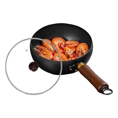 Sartén de hierro antiadherente con tapa | Utensilios de cocina profesionales sin recubrimiento, cocina sin recubrimiento, huevo, pollo y carne, camarón al aire libre, camping, cocina de cocina Access
