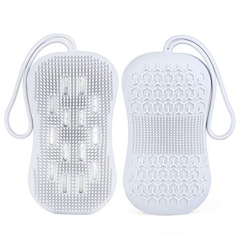 Silicone Body Scrubber Double-sided Exfoliating Bath Shower Brush, Soft, Lathers Well, Deep Cleanse, Skin Massage and More Hygienic Than Traditional Loofah