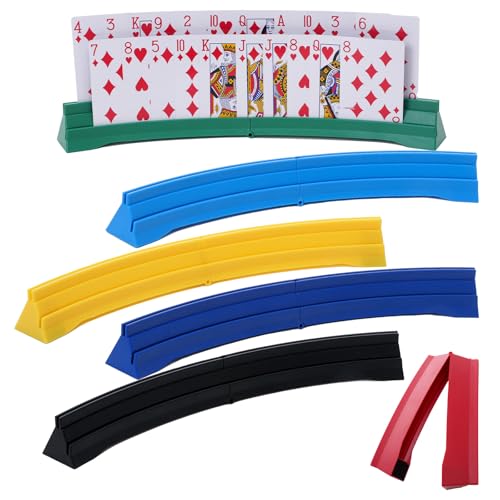 FFSCK 6 Pcs Card Holders for Playing Cards, 2-Layer Foldable Card Holder for Kids Adults Seniors, Poker Card Game Holders Classroom Activities & Family Game Nights Accessories