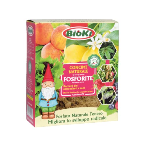 Bioki Fosforite Naturale ad alto titolo di fosforo per aridocoltura e siccita'. Astuccio da 900 g