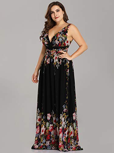 Ever-Pretty V Neck Sleeveless Pleated Chiffon Maxi Plus Size Formal Dresses for Women Bridesmaid Dresses 09016-DA3