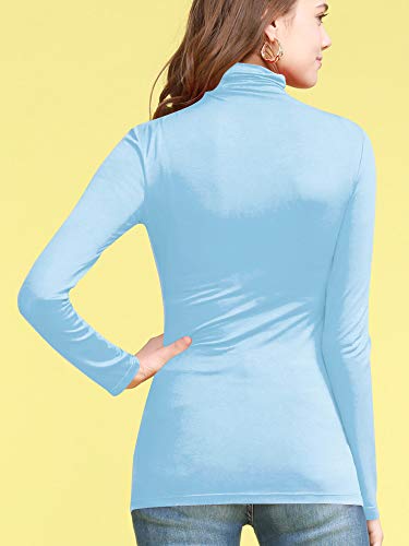Image of Lock and Love Women's Turtleneck Top Lightweight Long Sleeve Slim Fit Pullover, Soft Rayon Stretch Layering Basic, S-3XL