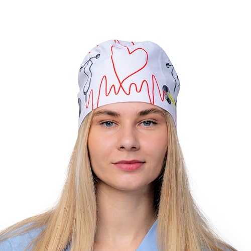 Image of Hats for Women and Mens Caps with Sweatband Adjustable Tie Back Working Cap Cotton One Size Unisex Skull Cap Cute Cat Print