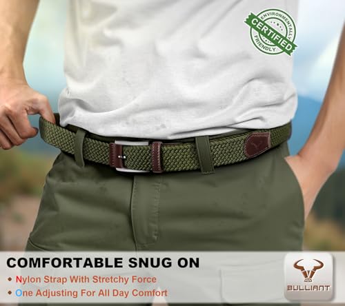 Image of BULLIANT Belt for Men 2Pack,Mens Gift Stretch Braided Web Belt Elastic for Casual Golf Jeans,1 3 /8 inch