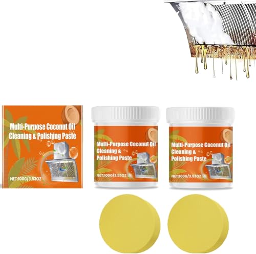 Pâte de nettoyage et de polissage multi-usages à l'huile de noix de coco, puissant nettoyant tout usage, pâte de nettoyage de cuisine (2)