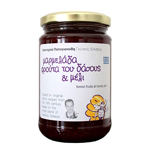 Papayiannides - Frutas del bosque y mermelada de miel - Tarro de vidrio, 380 g