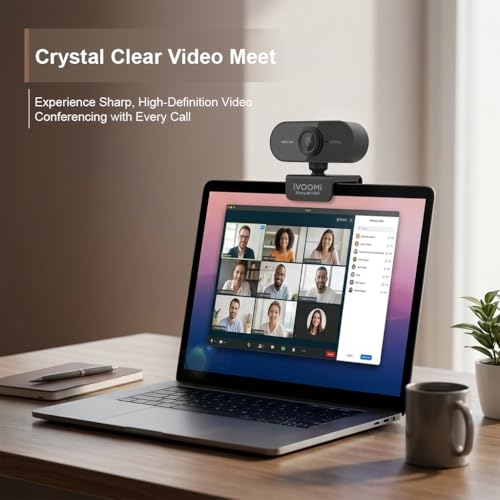 Image of iVOOMi Full HD 1080P 30 FPS Webcam for PC, Auto-Light Balance, 5P FHD Lense, 2.0MP CMOS Sensor, Meetings and Streaming, Auto-Exposure, Built-in Mic for Microsoft Teams, Google Meet, Zoom and More