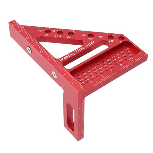 Carpenter Square, Woodworking Ruler Framing Square Scribing Tool Aluminum Alloy Hole Scribing Ruler 45 90 Degree for Woodworking Engineering