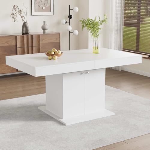 Table à Manger Moderne Minimaliste blanche de 140 à 180cm, table extensible gain de place - 5