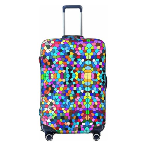 Colorful Tie Dye Stained Glass 2 Luggage Cover Washable Elasticated Luggage Covers for Suitcase TSA Approved Stylish Scratch Resistant Luggage Case Protector