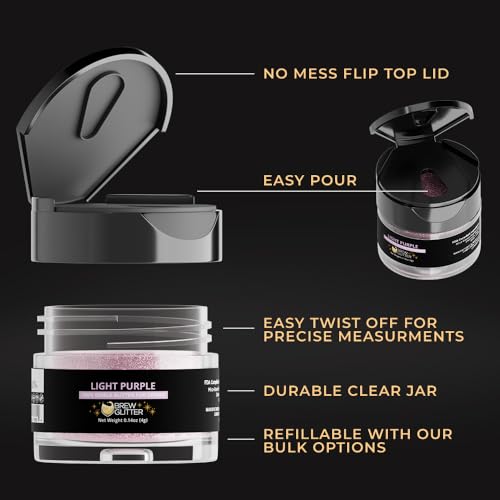 Brew Glitter Light Purple Edible Drink Glitter 1x 4g Jar for Cocktails, Beer, & Beverages