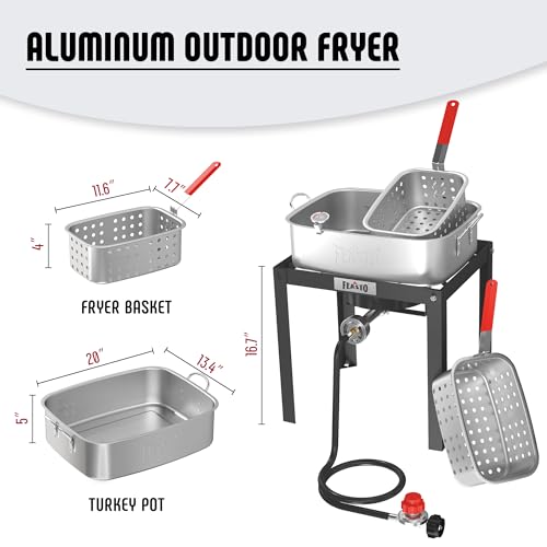 Image of Feasto 18 QT Propane Fish Fryer Pot and Baskets for Outdoor Cooking