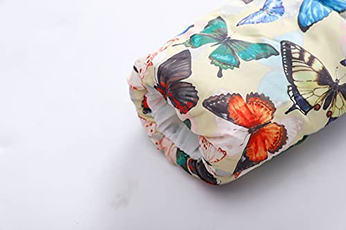 KAGAYD Kids Boys Girls Puffer Packable Jacket Lightweight Floral Prints Zip Hooded Kids Zip-up Long (a-White, 6-7 Years)4