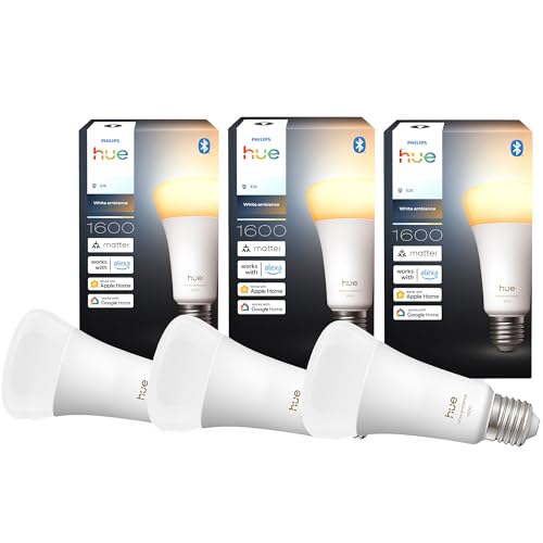 �t�B���b�v�X�q���[(Philips Hue) �X�}�[�g�d�� E26 100W���� �z���C�g�O���f�[�V���� 3�� - �X�}�[�g�Ɩ� �t�B���b�v�X�q���[ Alexa�Ή� 1600lm �d���F �����F ���� ���F �X�}�[�g�z�[�� �ԐڏƖ� LED �X�}�[�g���C�g