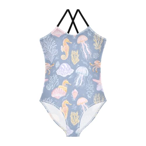 Underwater Animal Girls One Piece Swimsuits Summer Quick Dry Beach Bathing Suit