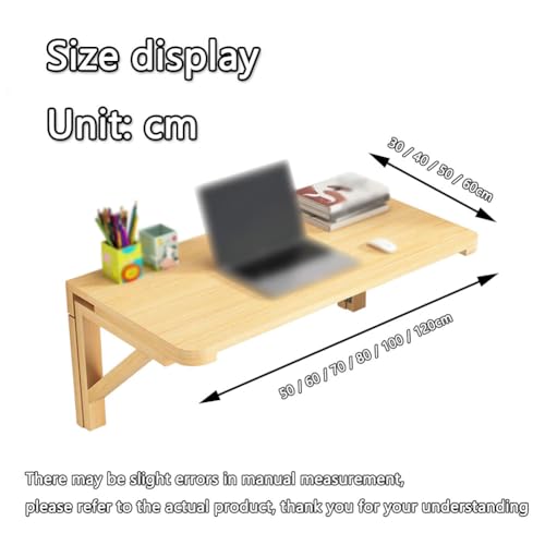 Table murale pliante rabattable bois 80x60cm bureau gain de place suspendu