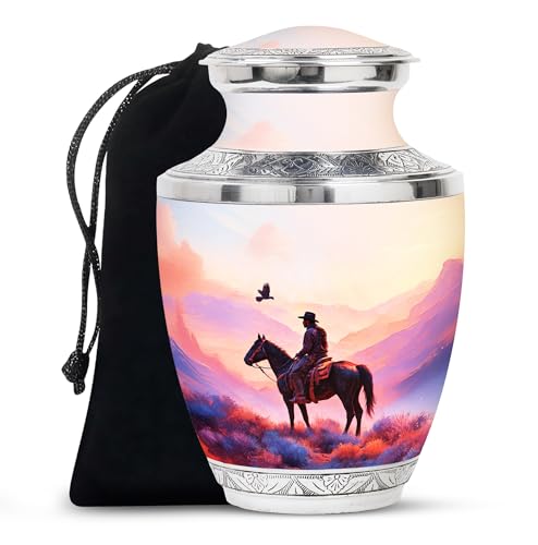 Image of Cowboys Urn for Ashes Unique Urns for Human Ashes 10 Inch Large | Unique Urns for Human Ashes, Memorial Urns for Mom & Dad, Decorative Urn for Male & Female