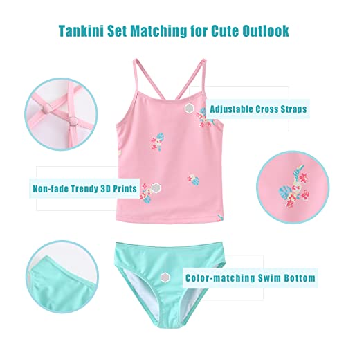 Image of Girls 3 Piece Swimsuits Set Long Sleeve Rash Guard for Girls Tankini Bathing Suits Beach Swimwear 3-16 Years