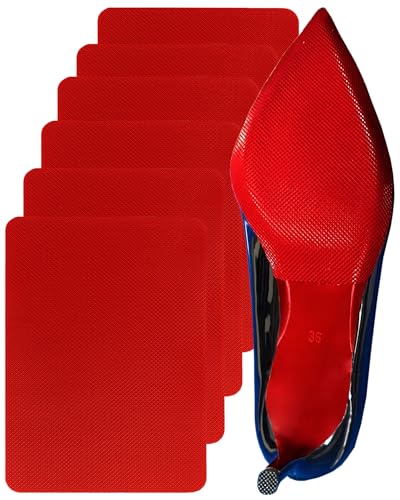 WAQUAFLUX Red Sole Protector Compatible with Christian Louboutin Perfect Color-Matched Red Bottom Guard & Repair Kit Pantone 18-1663 Anti-Slip Shoe Grips (6 Pcs RedGrid 8x4.5)
