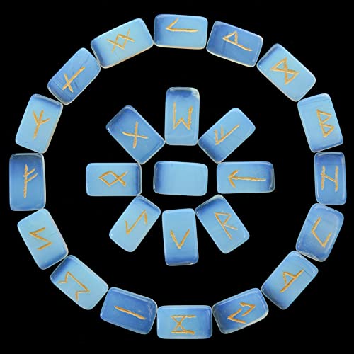 Crocon Opalite Rune Stones Set Elder Futhark