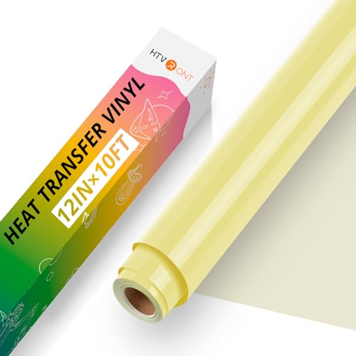 Image of HTVRONT Heat Transfer Vinyl-12 x 10FT Pale Yellow Iron on Vinyl for T-Shirts, HTV Vinyl Roll for All Cutting Machines & Heat Press Machine- Easy to Cut & Weed Vinyl Heat Transfer (Pale Yellow)