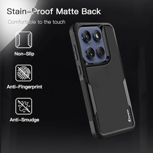 Image of KARWAN Shockproof Back Case Cover Compatible with Moto Edge 60 Stylus, Heavy Duty Case with 360 Degree Camera Protection, Dual Layer Rugged Bumper Protection Cover with Matte Finish (Black)
