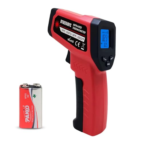 Digital Laser IR Temperature Gun with Adjustable Emissivity，Flashlight HD Backlight LCD Temp Display for Kitchen Food Cooking/Industrial Scientific Test or Measure (RF37)
