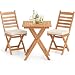 COSTWAY 3tlg. Balkonmöbel Set, Bistrotisch mit 2 Stühlen, klappbares Balkonset aus Akazienholz mit 2 Kissen, Bistroset, Gartengarnitur, Gartenmöbel, Sitzgruppe für Balkon, Garten (Horizontal)