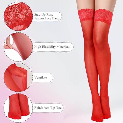 Plus Size Thigh High Stockings for Women – Lace Top Stay Up Sheer Thigh Highs,Lingerie Stockings Pantyhose3