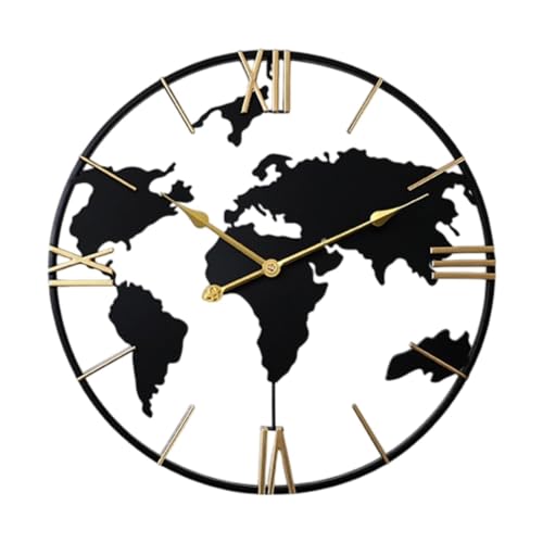 Reloj de Pared Moderno con diseño Decorativo de patrón Mundial, fácil de Leer, práctico y Moderno Reloj analógico con Movimiento silencioso para baño de Hotel.