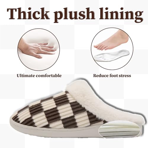 Image of Guyarns House Slippers for Women & Men - Fuzzy, Casual Indoor /Outdoor Shoes with Memory Foam & Faux Fur Lining
