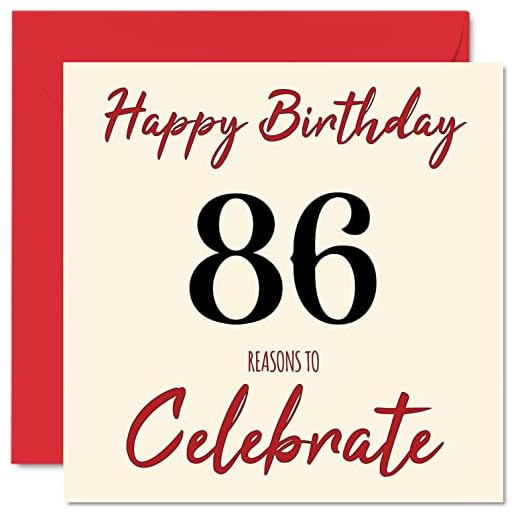 Divertidas tarjetas de cumpleaños de 86 para hombres y mujeres, Reasons To – Tarjeta de feliz cumpleaños para papá, mamá, tarjetas de felicitación de 145 mmx145 mm, tarjeta de cumpleaños de 86