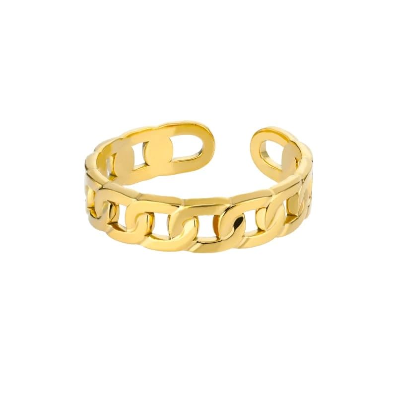 El Regalo 1PC Stainless Steel, Anti Tarnish Adjustable Finger Rings- Irresistibly Classy Designs Waterproof Rings for Girls & Women (Cuban Link Chain Ring) (B0CZF2PQBS) Amazon Price History, Amazon Price Tracker