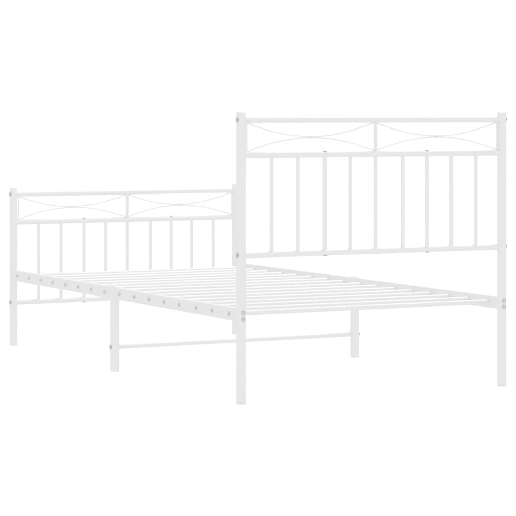 Telaio letto con testiera e pediera in metallo bianco 100 x 190 cm Cornice da letto per soggiorno Telaio per camera da letto Struttura del letto dell'hotel Adatto per camera da letto